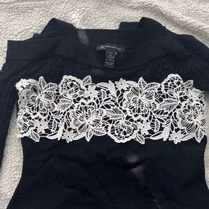 INC International Concepts Black and White Lace Blouse